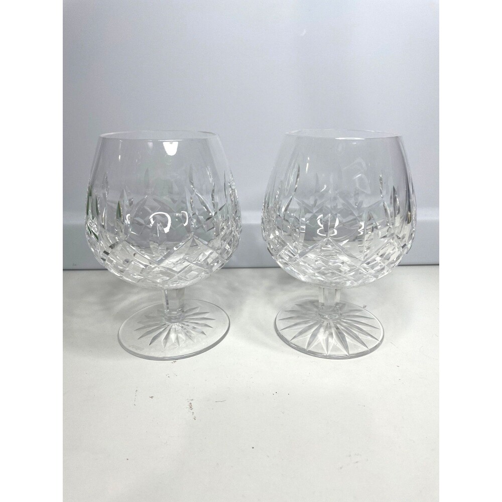 Waterford Ireland Crystal 5-1/8" LISMORE BRANDY SNIFTERS GLASSES Set of 2